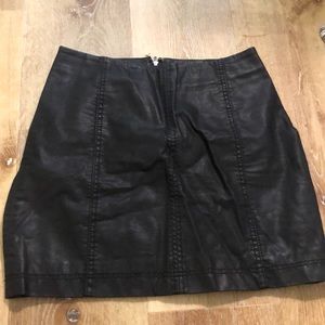 Free People Leather Skirt - black